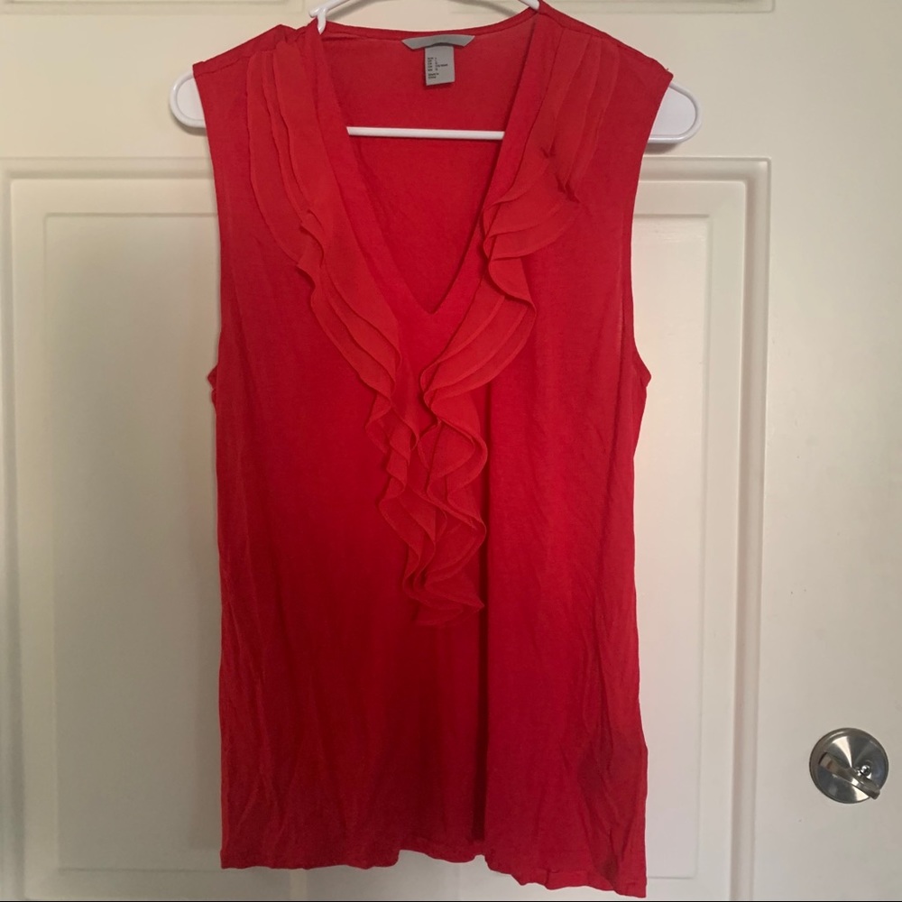 H&M ruffle red women's sleeveless blouse top